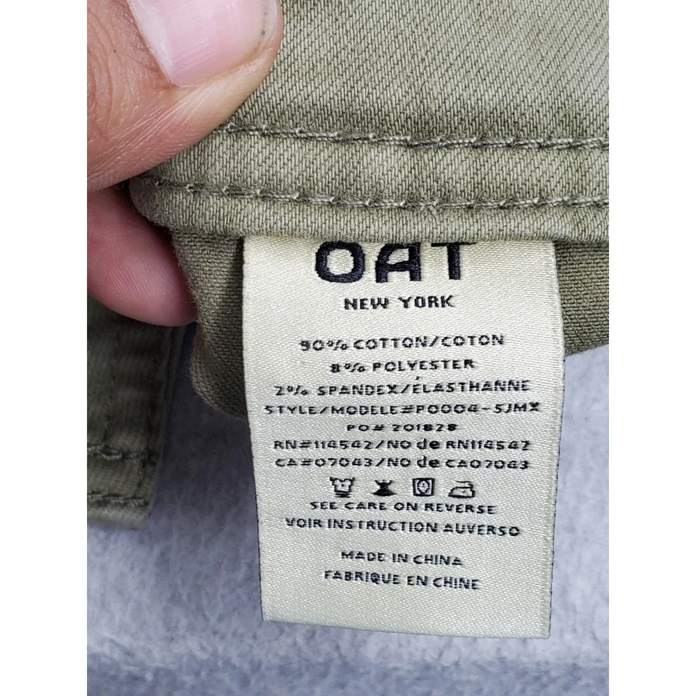 OAT New York Women Pants 12/31 Green Chino Wide Leg Raw Hem‎ 28